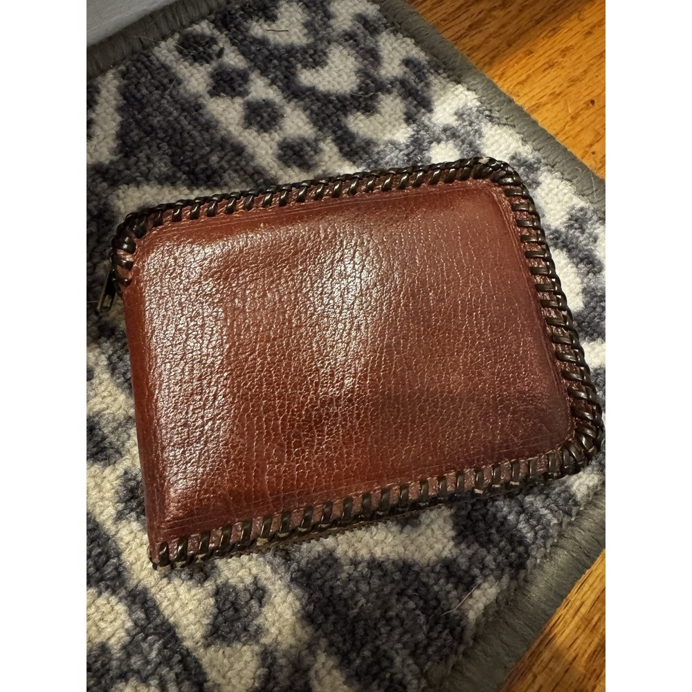 Vintage Brown Braided Zip‎ Wallet English Pigskin Unisex 50s/60s